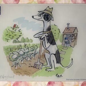 Retired Greyhound gardening chopping board