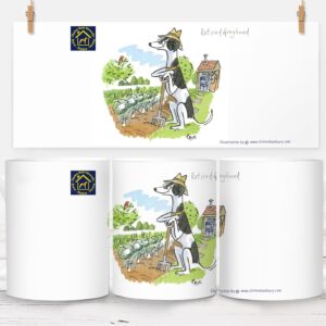 Retired greyhound gardening mug